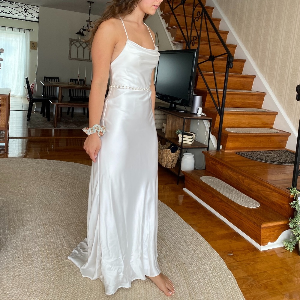COPY - Lulus White Satin Connected at Hearts wedding dress!